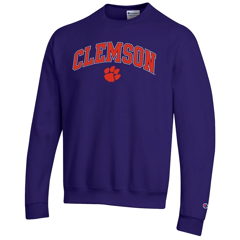 Sweat-shirt à capuche violet Champion Clemson Tigers pour homme avec logo Arch Over