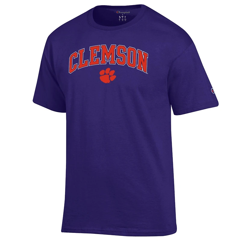 Men's Champion  Purple Clemson Tigers Arch Over Logo T-Shirt