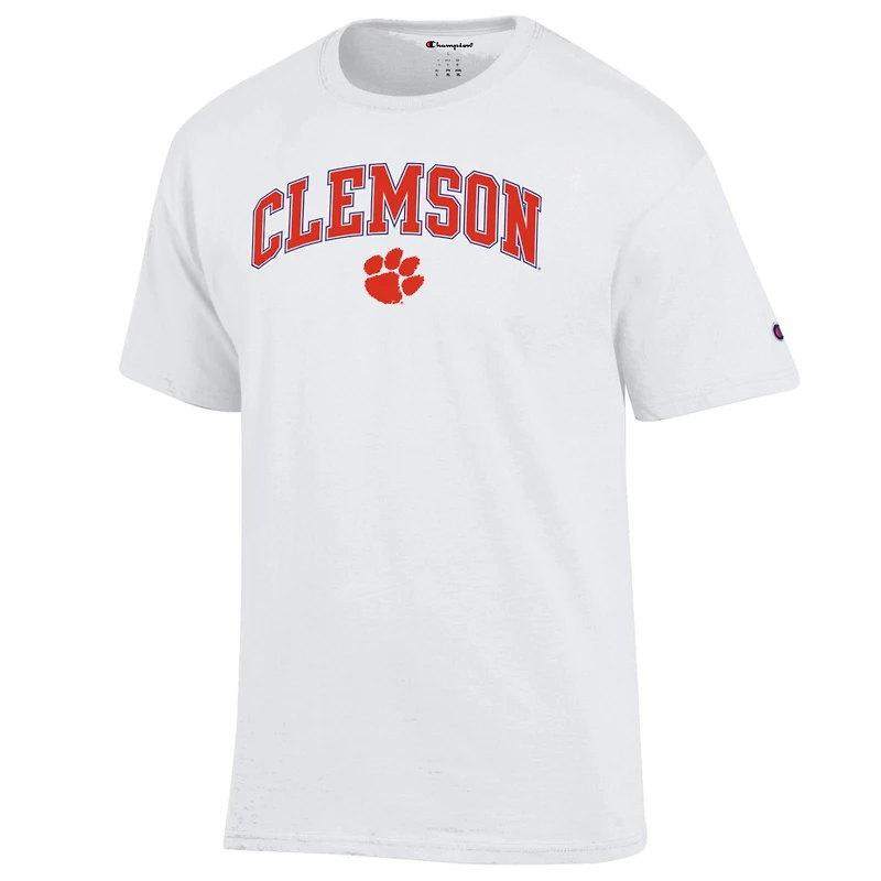 Men's Champion  White Clemson Tigers Arched Logo T-Shirt