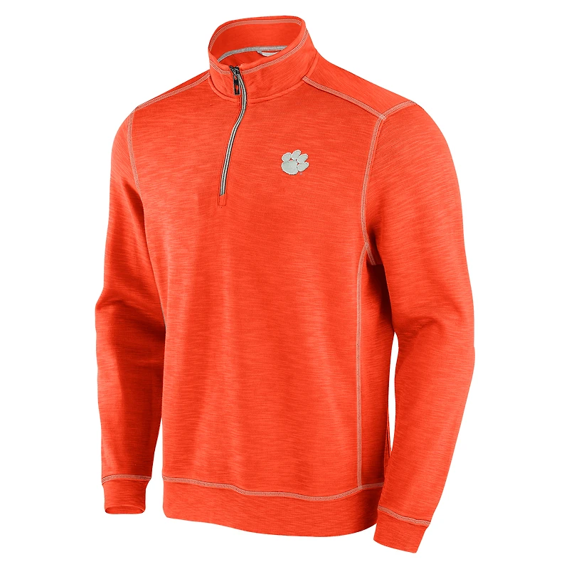 Haut à trois mélanges zippé quart de tour Tommy Bahama orange des Tigers Clemson pour homme