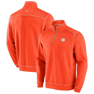 Haut à trois mélanges zippé quart de tour Tommy Bahama orange des Tigers Clemson pour homme