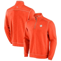 Haut à trois mélanges zippé quart de tour Tommy Bahama orange des Tigers Clemson pour homme