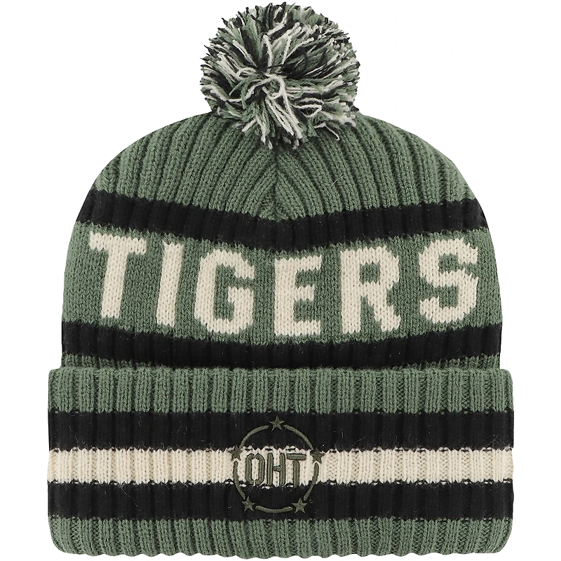 Bonnet en tricot à revers Bering pour hommes '47 vert Clemson Tigers OHT Military Appréciation avec pompon