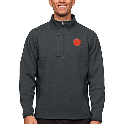 Pull-over à fermeture éclair quart de tour pour homme, couleur charbon chiné, des Tigers Clemson