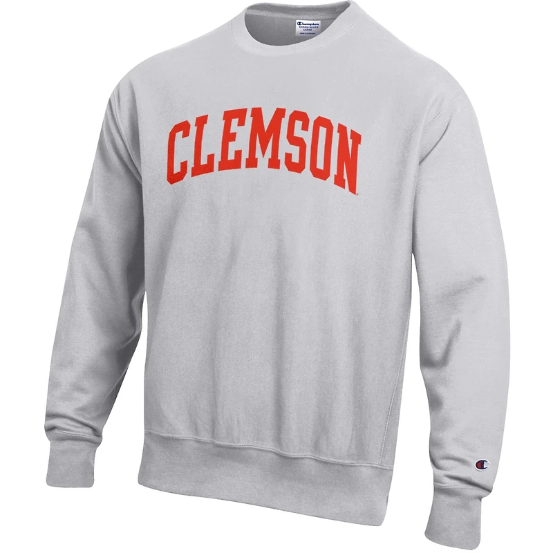 Sweat-shirt en molleton à tissage inversé Champion Gray Clemson Tigers pour homme
