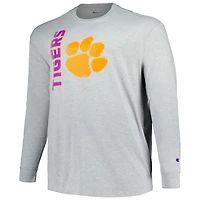 T-shirt à manches longues Champion Heather Grey Clemson Tigers Big & Tall Mascot pour hommes