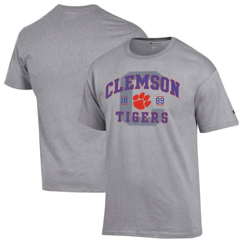 Men's Champion Heather Gray Clemson Tigers Varsity T-Shirt