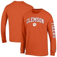 Men's Champion Clemson Tigers Arch Over Logo 2-Hit Long Sleeve T-Shirt