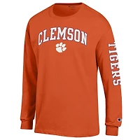 T-shirt à manches longues orange Champion Clemson Tigers pour homme avec logo Arch Over 2-Hit