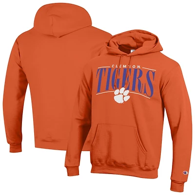 Sweat à capuche Champion orange pour homme, aux couleurs des Clemson Tigers, en Powerblend.