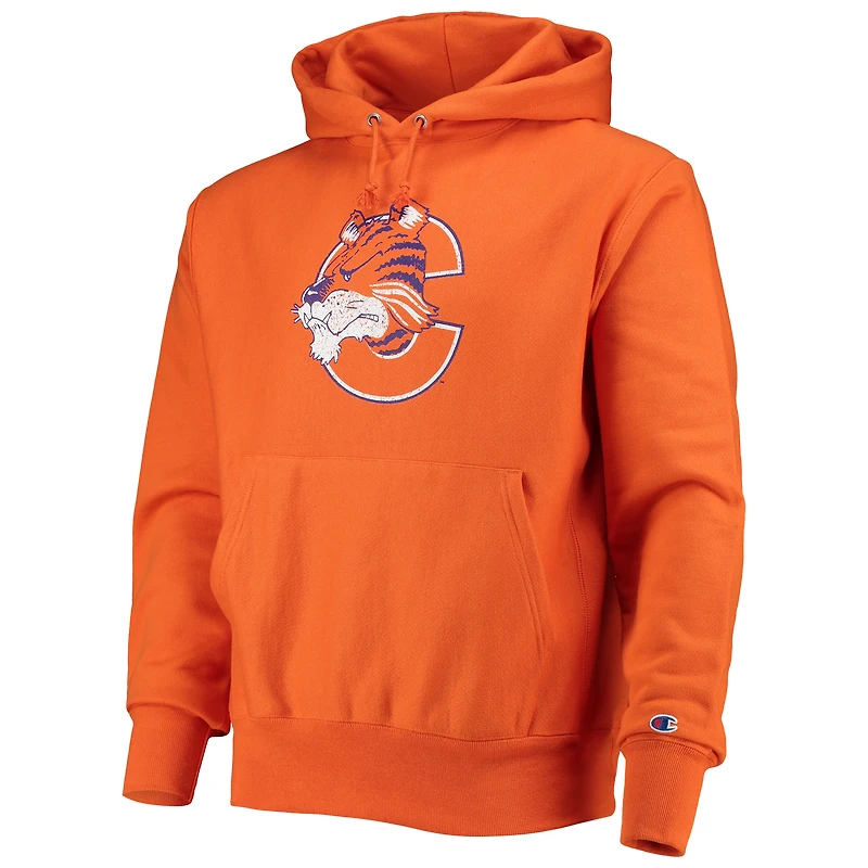Chandail à capuchon orange pour hommes Champion Clemson Tigers Vault Logo Reverse Weave