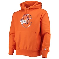 Chandail à capuchon orange pour hommes Champion Clemson Tigers Vault Logo Reverse Weave