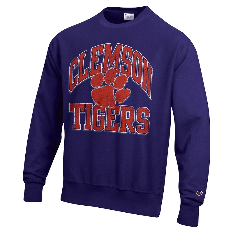 Sweat-shirt à enfiler tissage inversé Champion Purple Clemson Tigers Vault Late Night pour homme