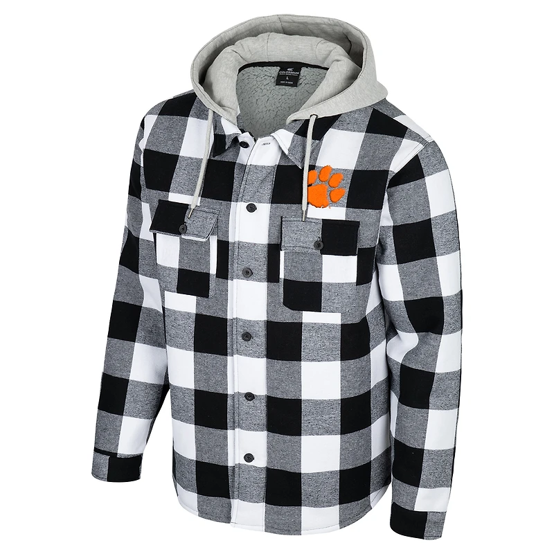 Men's Colosseum Black/White Clemson Tigers Buffalo Plaid Full-Zip Jacket