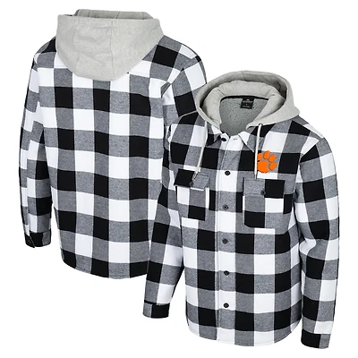 Men's Colosseum Black/White Clemson Tigers Buffalo Plaid Full-Zip Jacket