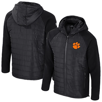 Veste à capuche entièrement zippée Block The Sun pour homme Colosseum Black Clemson Tigers