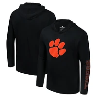 T-shirt à capuche manches longues et Colosseum Black Clemson Tigers Color Pop Active Blend pour hommes