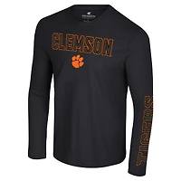 T-shirt à manches longues Colosseum Black Clemson Tigers Color Pop Active Blend 2-Hit pour hommes