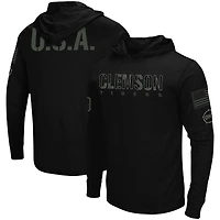 Colosseum Black Clemson Tigers OHT Military Appreciation Hoodie T-shirt à manches longues pour homme