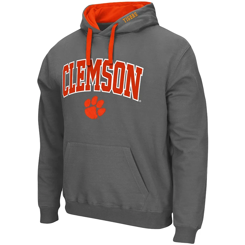 Sweat à capuche Colosseum Charcoal Clemson Tigers Big & Tall Arch Logo 2.0 pour homme