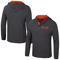 Men's Colosseum  Charcoal Clemson Tigers Dujour Ralgan Long Sleeve Henley Hoodie T-Shirt