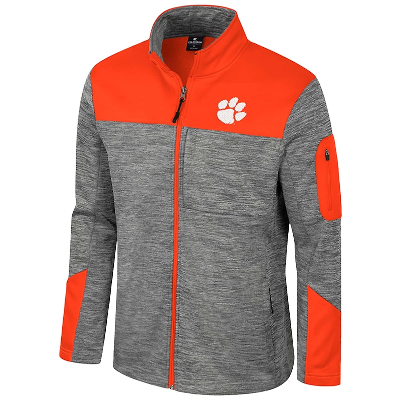Veste zippée intégrale pour homme Colosseum Grey/Orange Clemson Tigers Guard