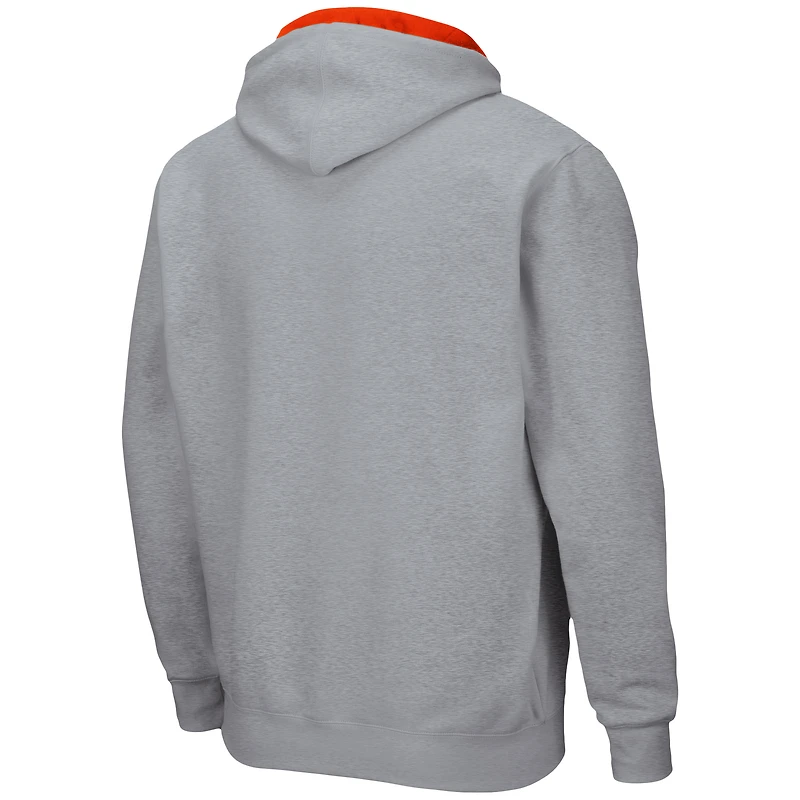 Men's Colosseum Heathered Gray Clemson Tigers Arch & Logo 3.0 Full-Zip Hoodie