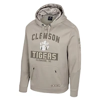 Men's Colosseum Oatmeal Clemson Tigers Big & Tall Operation Hat Trick Battalion Hoodie Sweatshirt