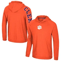 Men's Colosseum Orange Clemson Tigers Back Business Long Sleeve Raglan Hooded T-Shirt