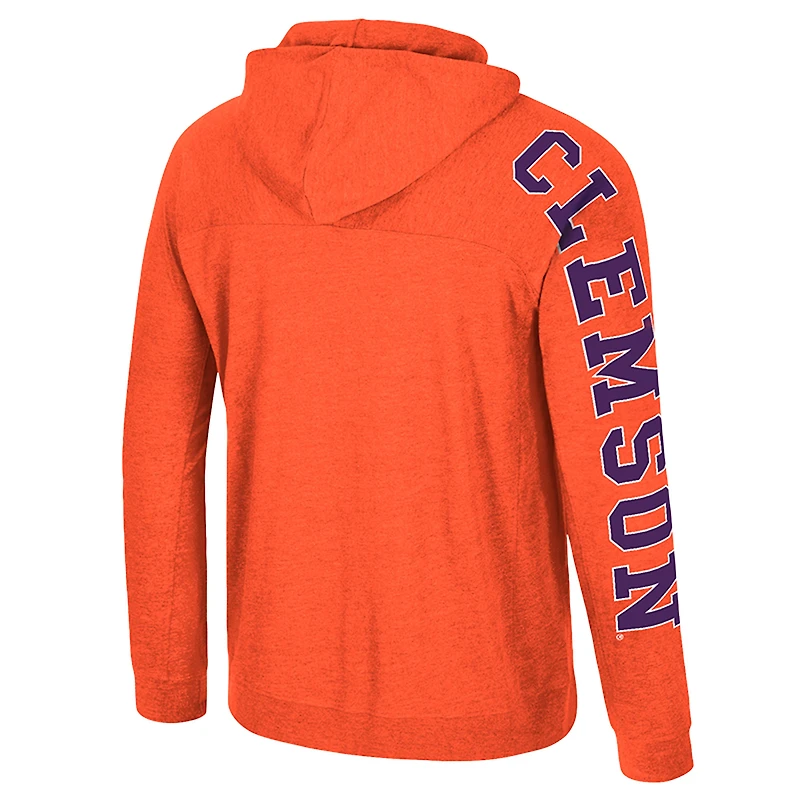 Men's Colosseum Orange Clemson Tigers Back Business Long Sleeve Raglan Hooded T-Shirt