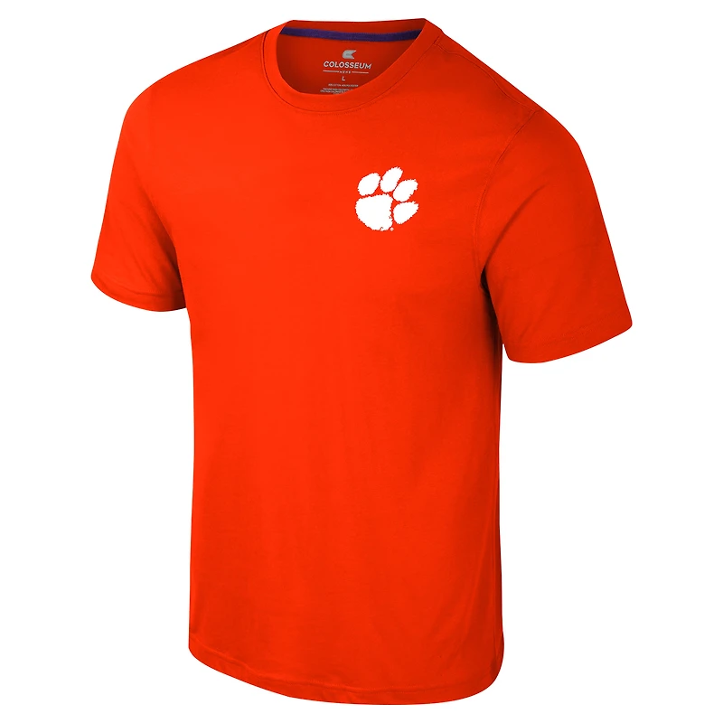 Men's Colosseum Orange Clemson Tigers Logo Lockup 2-Hit Active Blend T-Shirt