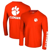 T-shirt à manches longues Colosseum Orange Clemson Tigers Logo Lockup 3-Hit Active Blend pour hommes