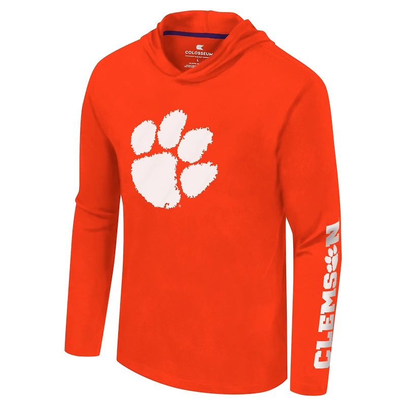 T-shirt à capuche manches longues avec logo Colosseum Orange Clemson Tigers Lockup Active Blend pour hommes