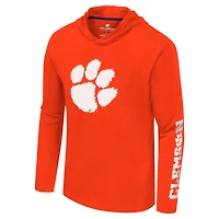 T-shirt à capuche manches longues avec logo Colosseum Orange Clemson Tigers Lockup Active Blend pour hommes