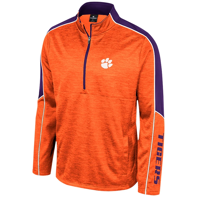 Men's Colosseum Orange Clemson Tigers Marled Half-Zip Jacket