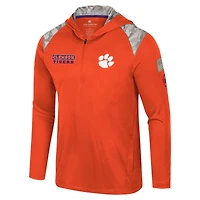 Men's Colosseum Orange Clemson Tigers OHT Military Appreciation Quarter-Zip Hoodie Jacket