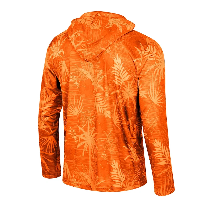 Haut à capuche léger quart de zip imprimé Colosseum Orange Clemson Tigers Palms pour hommes