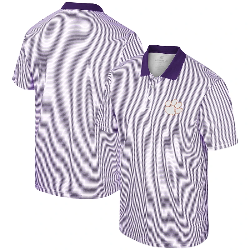Polo Colosseum Homme Blanc Clemson Tigers Imprimé Stripe