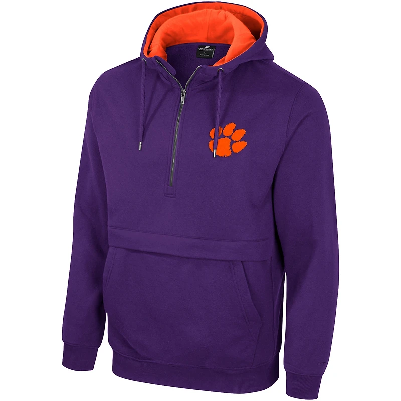Sweat à capuche demi-zippé Colosseum Purple Clemson Tigers pour hommes