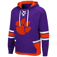 Men's Colosseum Purple Clemson Tigers Lace Up 3.0 Pullover Hoodie