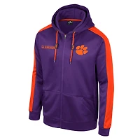 Sweat à capuche entièrement zippé Colosseum Clemson Tigers Reese pour homme