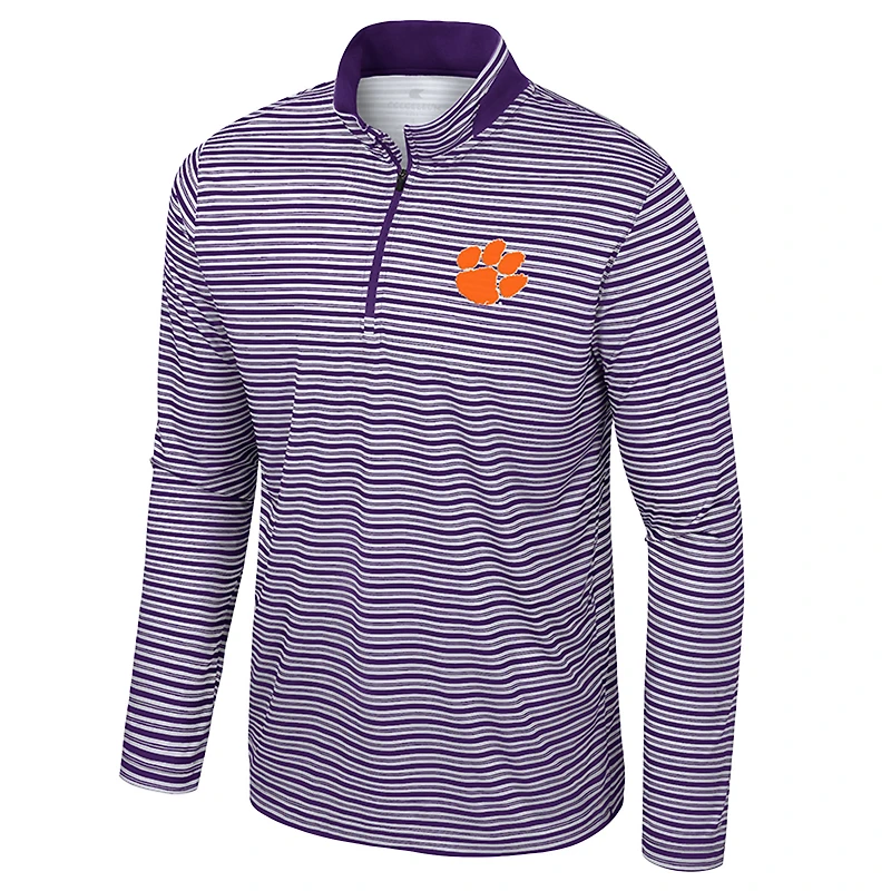Haut rayé à glissière quart de tour violet Colosseum pour hommes des Clemson Tigers
