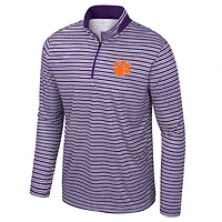 Haut rayé à glissière quart de tour violet Colosseum pour hommes des Clemson Tigers