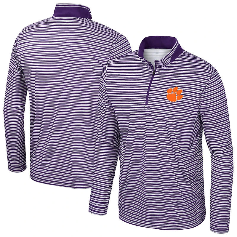 Haut rayé à glissière quart de tour violet Colosseum pour hommes des Clemson Tigers
