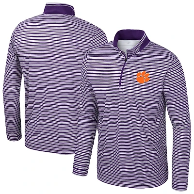 Haut rayé à glissière quart de tour violet Colosseum pour hommes des Clemson Tigers