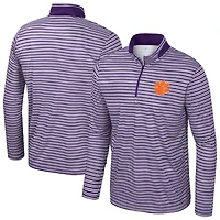Haut rayé à glissière quart de tour violet Colosseum pour hommes des Clemson Tigers