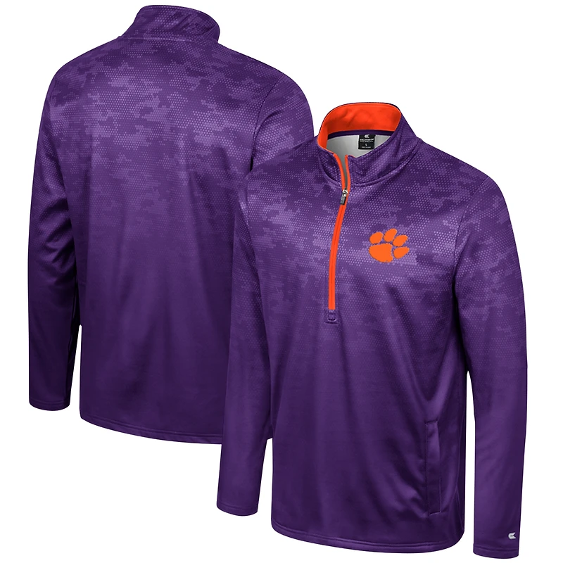 Men's Colosseum  Purple Clemson Tigers The Machine Half-Zip Jacket