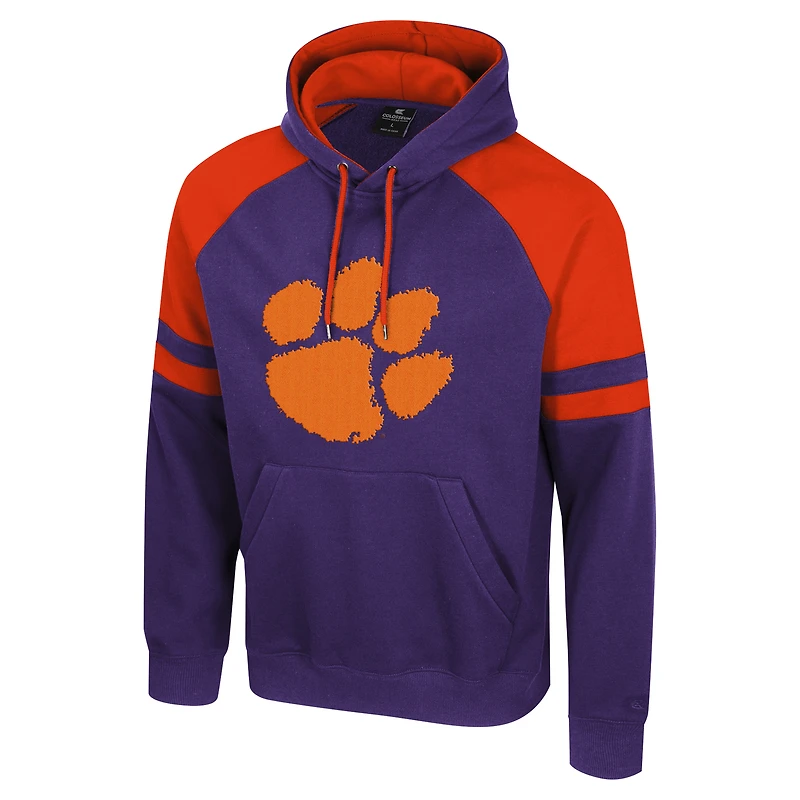 Sweat à capuche raglan Todd pour homme Colosseum Purple Clemson Tigers