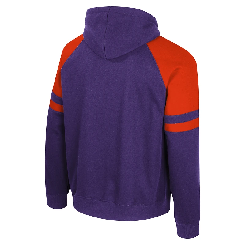 Sweat à capuche raglan Todd pour homme Colosseum Purple Clemson Tigers
