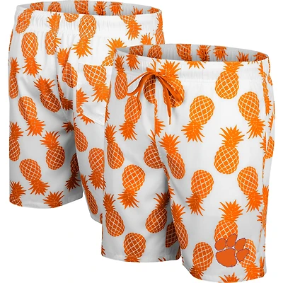 Short de bain Colosseum blanc/orange Clemson Tigers motif ananas pour homme